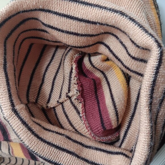 Medium Vintage Striped Turtleneck Boho Mom Sweater Avon Creslan Acrylic 1980's - Picture 7 of 7